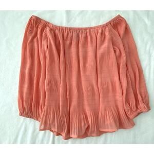 NWT Express Womens Off The Shoulder Coral Crinkle Blouse Size XS